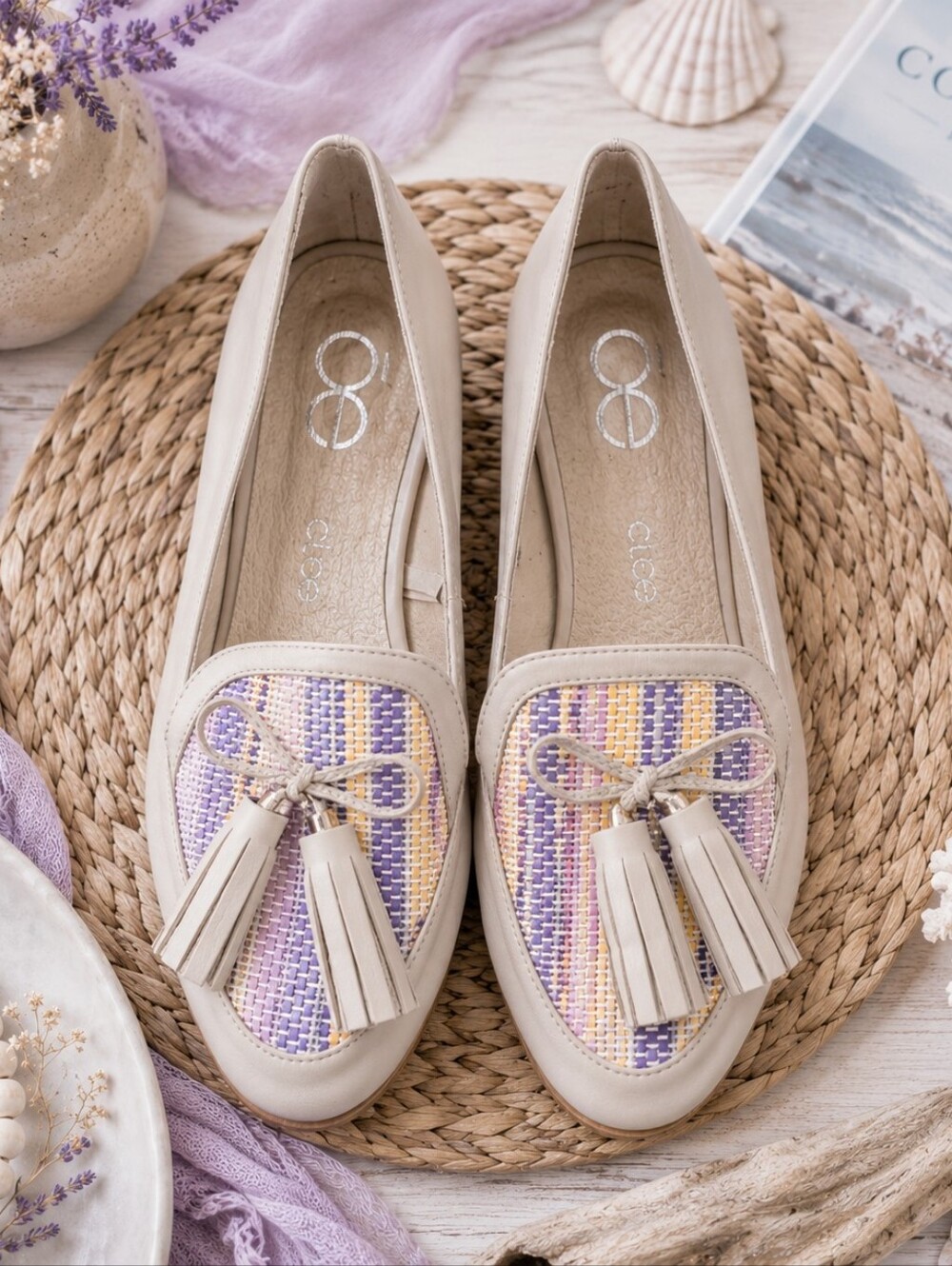 Cloe Tassel Loafers Coastal Lavender Woven Flats 7.5